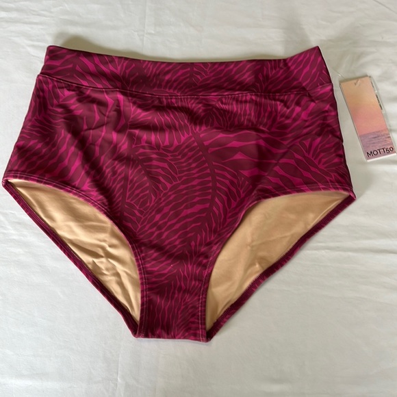 Mott 50 Joana High Rise Swim Bottom in Magenta Ocean Imprint Print - Picture 1 of 10
